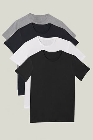 4'lü Paket Premium Yazlık Düz Renk Basic T-shirt