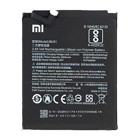 Xiaomi Redmi S2 Bn31 Batarya Pil