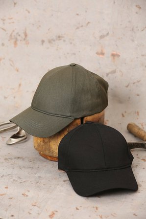 2'li Set Yazlık Düz Renk Ayarlanabilir Şapka Haki