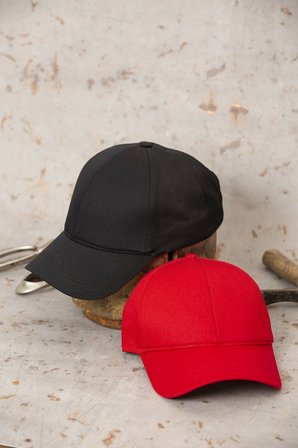 2'li Set Yazlık Düz Renk Ayarlanabilir Şapka Kırmızı