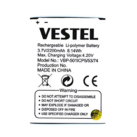 Vestel Venüs 5.5 X 5.5 V Batarya Pil