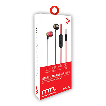 3.5 MM Jack Girişli Stereo Kulak İçi Metal Kablolu Kulaklık MT266