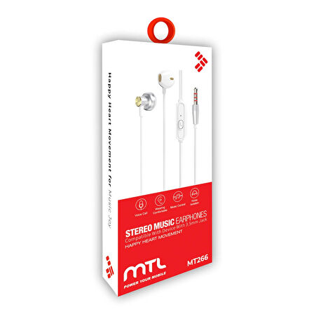 3.5 MM Jack Girişli Stereo Kulak İçi Metal Kablolu Kulaklık MT266