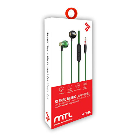 3.5 MM Jack Girişli Stereo Kulak İçi Metal Kablolu Kulaklık MT266
