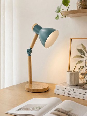 Modern Ahşap Masa Lambası Yeşil – Minimal Tasarım Dekoratif Lamba