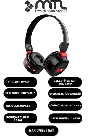 Kablosuz Stereo Kulaklık - Extra Bass, Bluetooth, Micro SD ve AUX Destekli Ios Ve Android Uyumlu