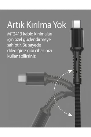 3.4 A Ultra Hızlı Micro to USB Güçlendirilmiş Hasır Örgü Ultra Şarj ve Data Kablosu MT2413