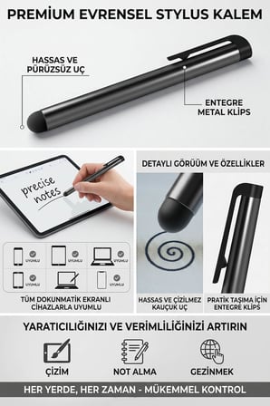 Dokunmatik Tablet Kalemi Universal Silikon Uçlu Tablet Telefon Kalemi Çizim Not Alma MT9101