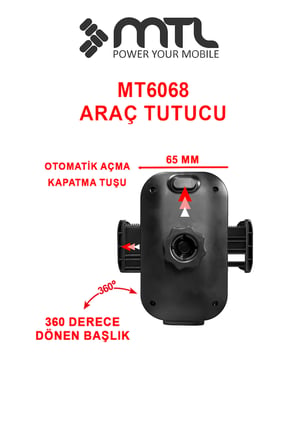 Uzatılabilir Kol Araç İçi Dayanıklı Güçlü Vantuzlu Telefon Tutucu Kilitli 360° Döner Başlık MT6068