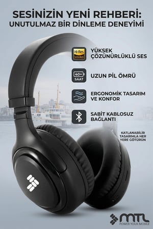 Kablosuz Stereo Kulaklık - Extra Bass ve Katlanabilir Tasarım Ios Ve Android Uyumlu
