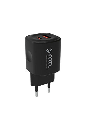 25W PD Type-C ve USB Çift Giriş Şarj Adaptörü MT1716