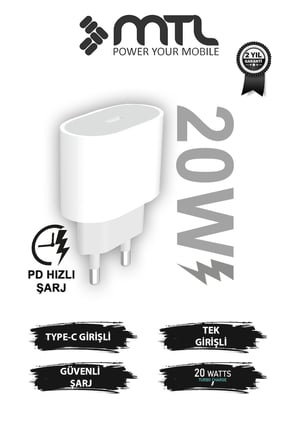 20W PD QC 4.0 Destekli Type-C Çıkışlı Hızlı Şarj Adaptörü MT1715