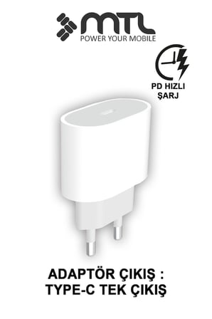 20W PD QC 4.0 Destekli Type-C Çıkışlı Hızlı Şarj Adaptörü MT1715
