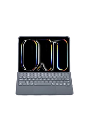 Apple T5510d İpad Pro 13 (2024) Kılıf Palermo Ledli Klyeli Standlı Tablet Kılıfı - Siyah