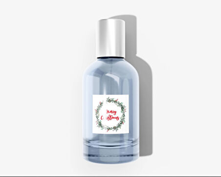 Yılbaşı Çelenk Etiket - 2 , Merry Christmas, 4 Cm - 55 Adet Folyo Sticker