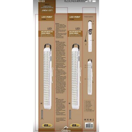 Evimdeyokyok Lp-6069 Akülü Işıldak Beyaz 69 Led