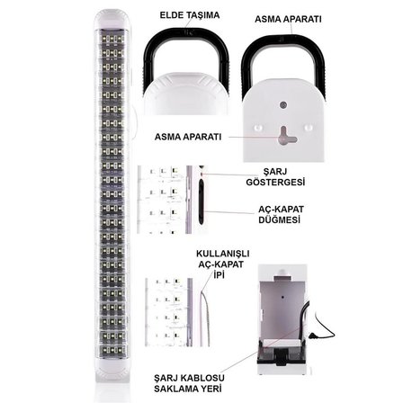 Evimdeyokyok Lp-6069 Akülü Işıldak Beyaz 69 Led