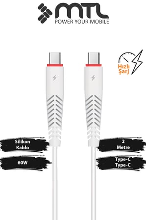 60W PD Type-C to Type-C Hızlı Şarj ve Data Kablosu 2 Metre MT2211
