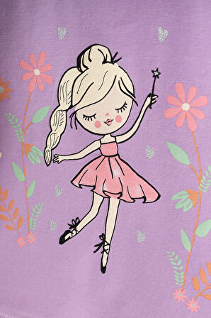 Balerin Baskılı Kız Bebek Tişört 2010