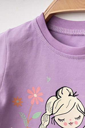 Balerin Baskılı Kız Bebek Tişört 2010