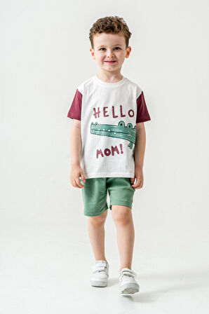 Sevimli Timsah Baskılı Şortlu Takım 50303