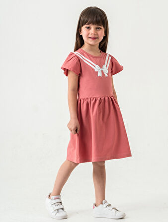 Fiyonk Baskılı Kız Çocuk Elbise 50971