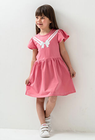 Fiyonk Baskılı Kız Çocuk Elbise 50971