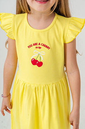 Kiraz Nakışlı Kız Çocuk  Elbise 50772