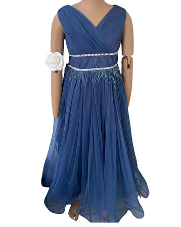 Beli Taşlı Askılı Abiye 8128