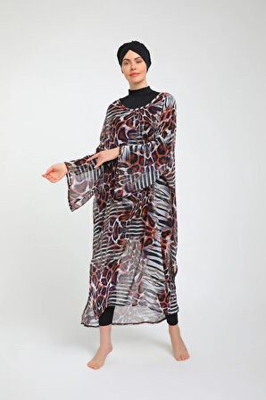 Desenli Kadın Tesettür Mayo Takım 3785