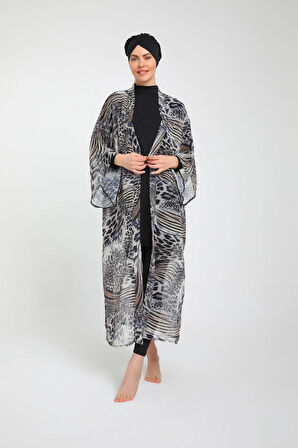 Desenli Kadın Tesettür Mayo Takım 3790