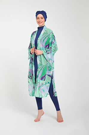 Desenli Kadın Tesettür Mayo Takım 3790