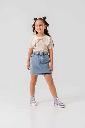 Yakalı Kot Etekli Kız Çocuk Takım 2540