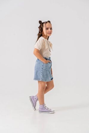 Yakalı Kot Etekli Kız Çocuk Takım 2540