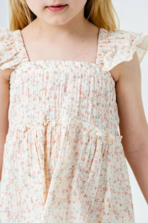 Çiçek Nakışlı Kız Çocuk Müslin Takım 3815