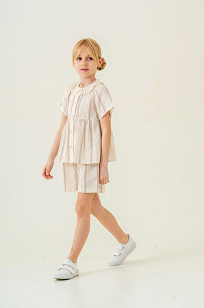 Yaka Detaylı Kız Çocuk Takım 3825