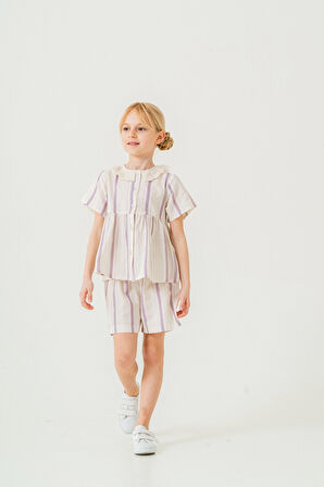 Yaka Detaylı Kız Çocuk Takım 3825