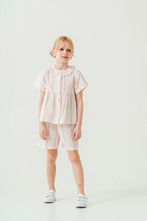 Yaka Detaylı Kız Çocuk Takım 3825