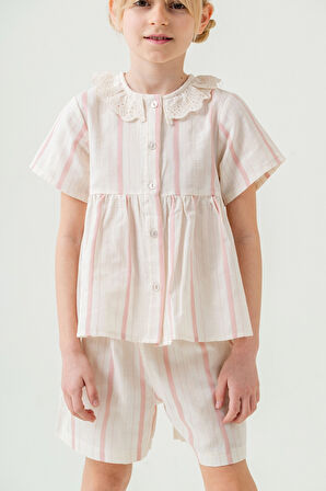 Yaka Detaylı Kız Çocuk Takım 3825