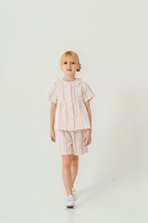 Yaka Detaylı Kız Çocuk Takım 3825