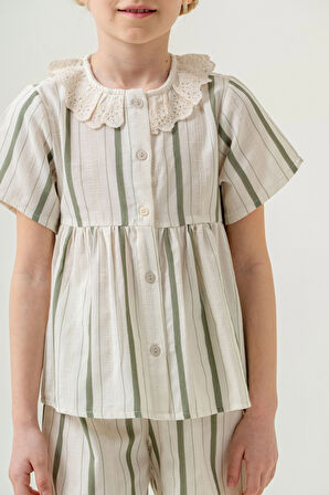 Yaka Detaylı Kız Çocuk Takım 3825