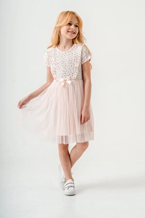 Çiçek Desenli Kurdelalı Kız Çocuk Elbise 003