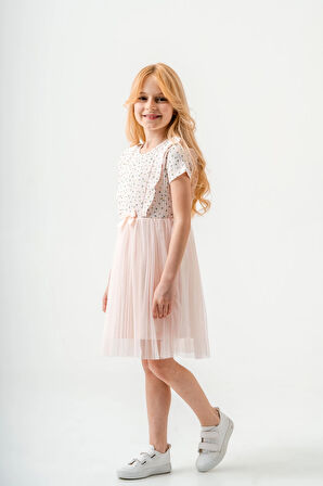 Çiçek Desenli Kurdelalı Kız Çocuk Elbise 003