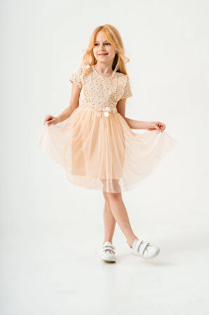 Çiçek Desenli Kurdelalı Kız Çocuk Elbise 003