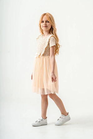 Çiçek Desenli Kurdelalı Kız Çocuk Elbise 003