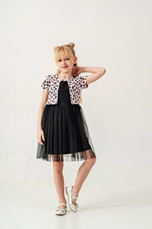 Çiçek Desenli Bolero Detaylı Kız Çocuk Elbise 008