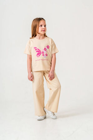 Kelebek Baskılı Kız Çocuk Takım 034