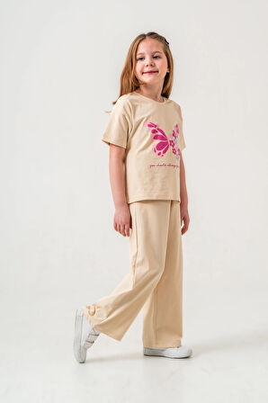 Kelebek Baskılı Kız Çocuk Takım 034