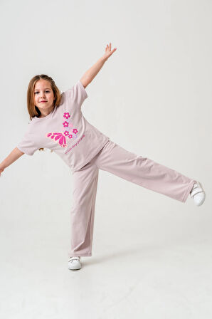 Kelebek Baskılı Kız Çocuk Takım 034