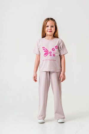 Kelebek Baskılı Kız Çocuk Takım 034